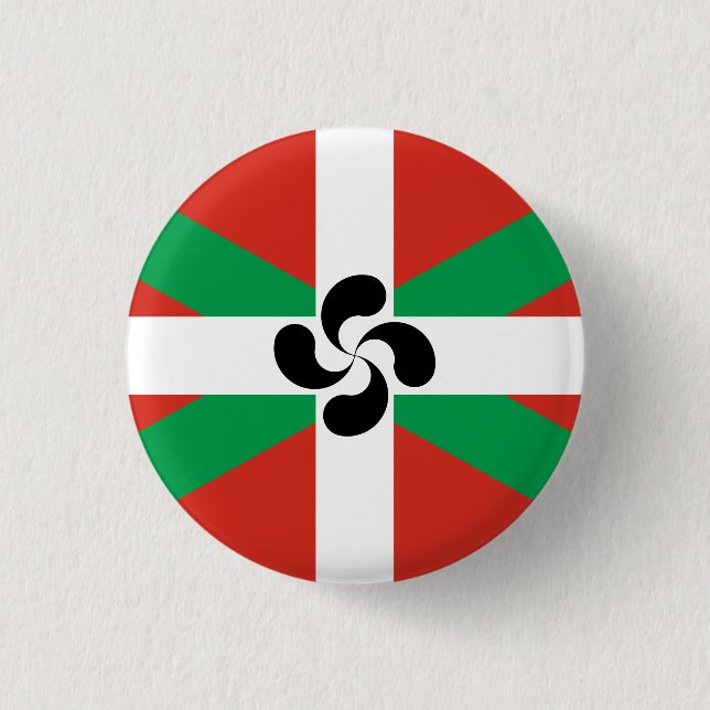 Ikurriña with Lauburu symbol 1 Inch Round Button (Front)