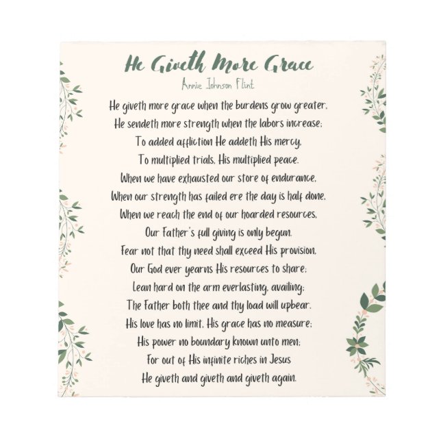 Il Donne Plus De Bloc-Notes De Grace (Devant)