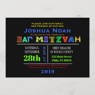 IL est ÉLECTRIQUE ! Invitation AU NÉON de Mitzvah