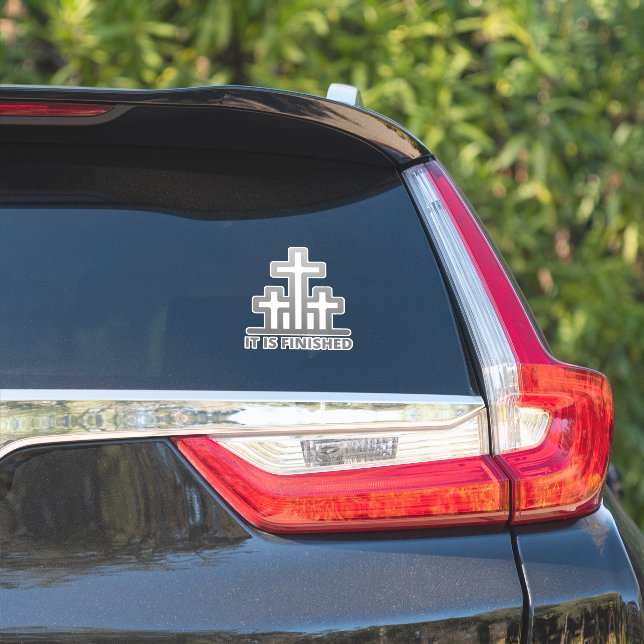 Il Est Fini 3 Croix Sticker De Vinyle Coupé Sur Me (Côté voiture)