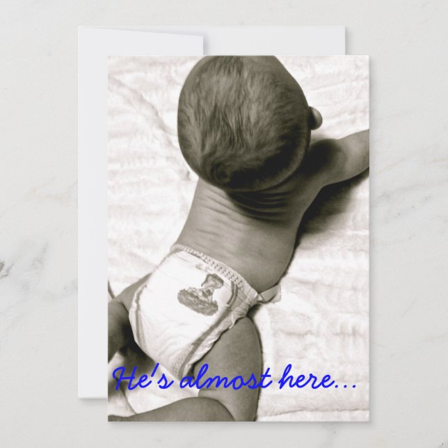 Il est presque ici invitation de baby shower (Devant)