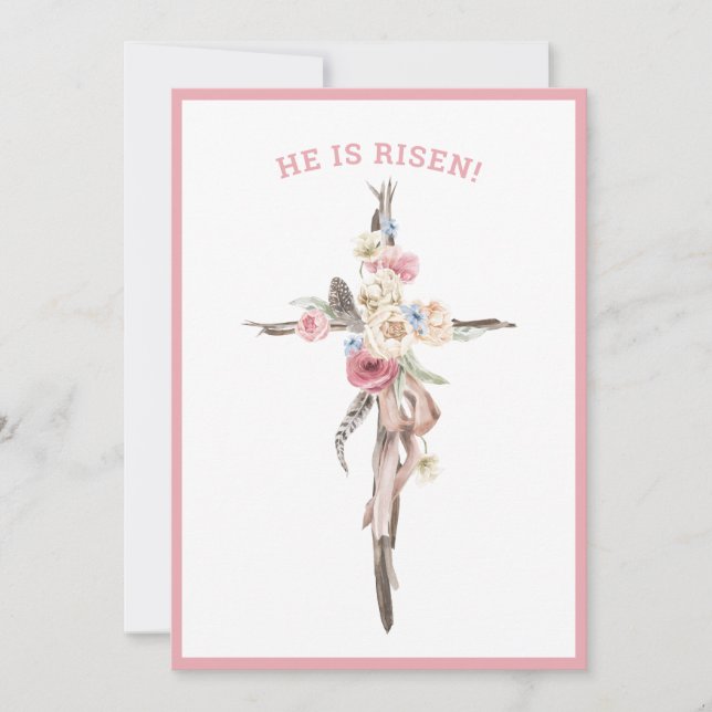 Il Est Ressuscité | Croix d'aquarelle | Carte Pâqu (Devant)