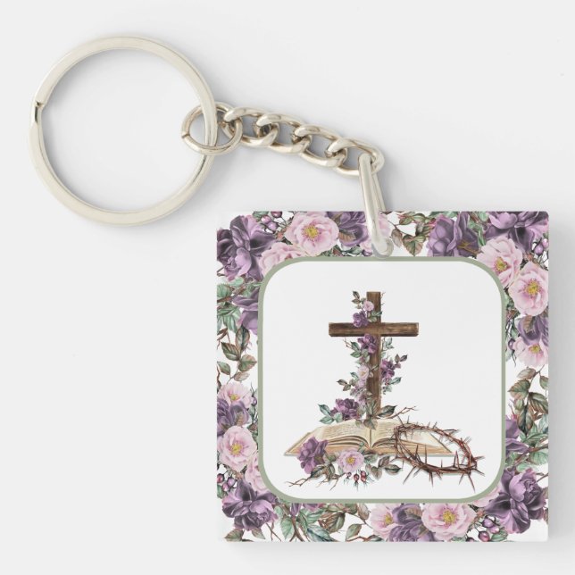 Il est ressuscité Croix florale avec la Bible (Devant)