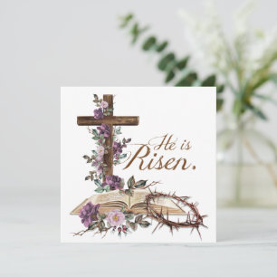 Il est ressuscité Croix florale avec la carte de P