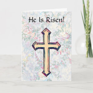 Il est ressuscité Faith Cross Carte de Pâques avec