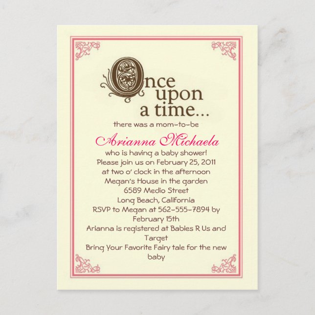 Il était une fois... Invitation baby shower (Devant)