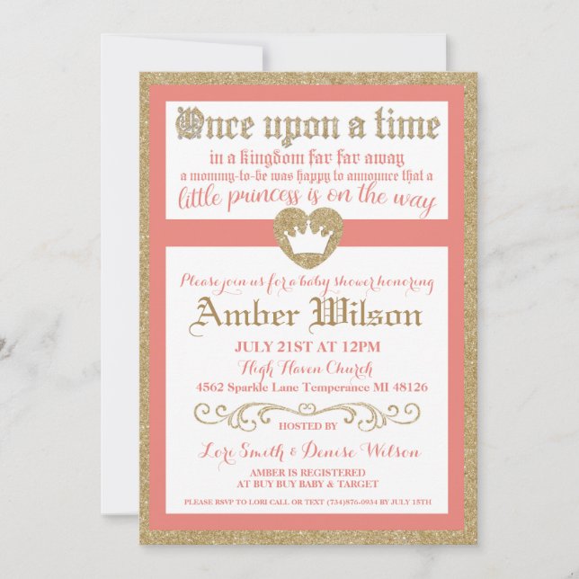 Il était une fois Princesse Baby shower Invitation (Devant)