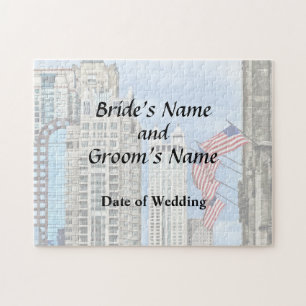 IL - Flags Along Michigan Avenue Chicago Jigsaw Puzzle
