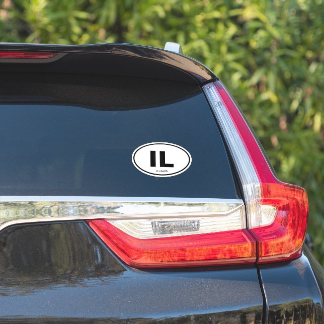 IL Illinois american state code oval vinyl sticker (Car Side)