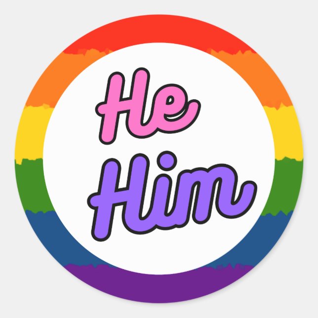 Il Lui Rainbow Pride Pronoun Stickers (Devant)
