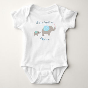 "il mio bambino" baby bodysuit with elephants