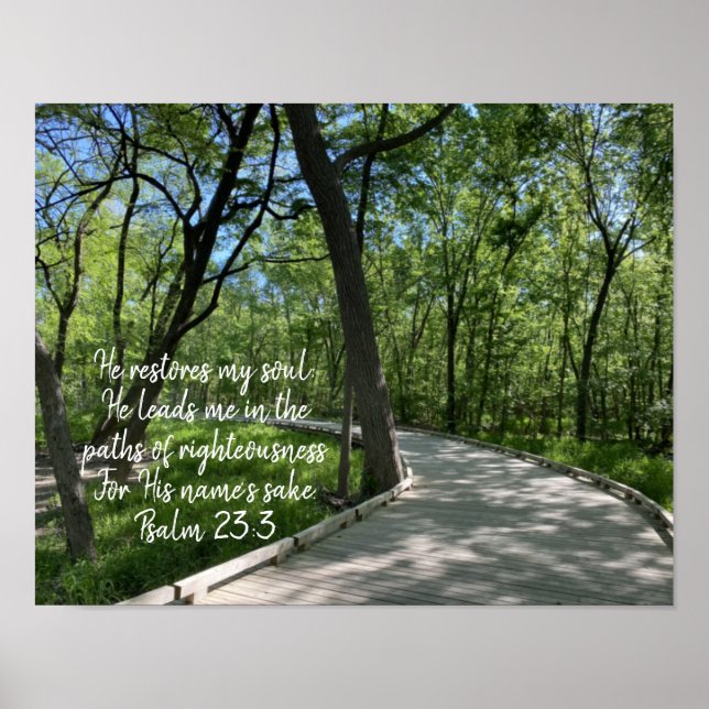 Il Restaure Mon Âme Bible Verse Écriture Poster (Devant)