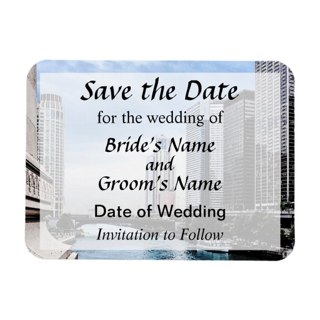 IL - View From Michigan Avenue Bridge Save Date Magnet (Horizontal)