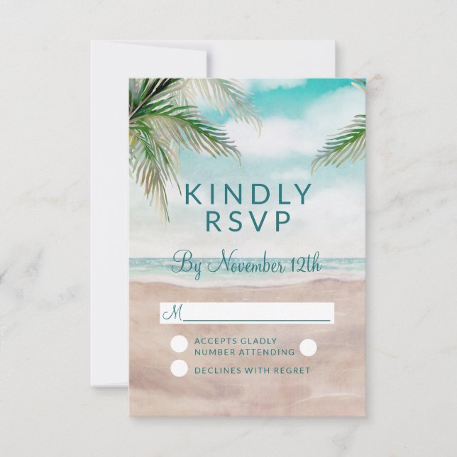 Île Breeze Plage Peint Mariage RSVP Réponse (Devant)