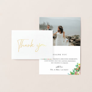 Île Coral Floral Mariage Photo Carte de remercieme