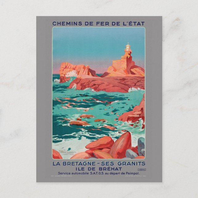 Ile de Bréhat France Vintage Poster 1930 Postcard (Front)