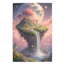 Île de cascade de fantaisie céleste vibrante