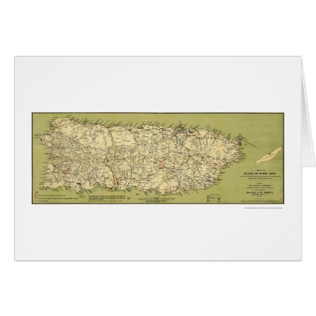 Île de la carte 1900 de Porto Rico (Devant horizontal)