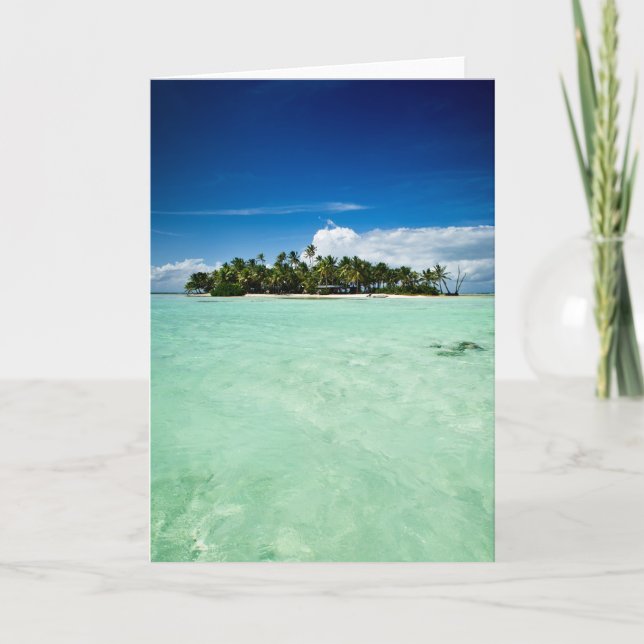 Île du Pacifique avec palmiers carte de voeux (Devant)