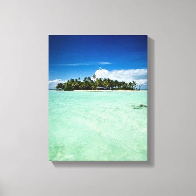 Île du Pacifique avec toile de palmiers (Recto)