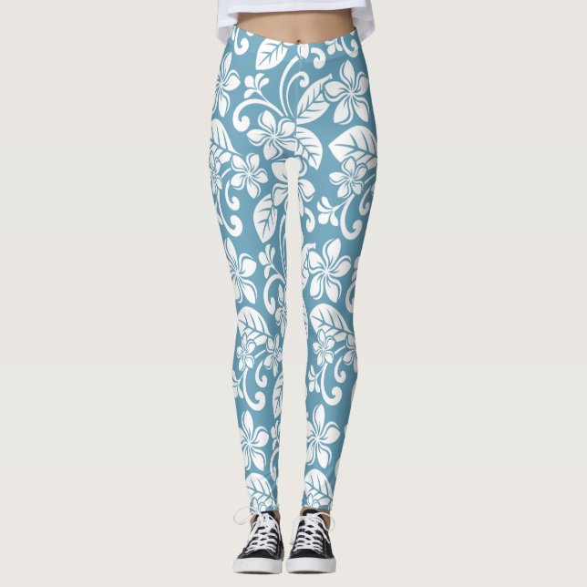 ÎLE PLUMERIA (BLEU D'ESCLAT) Leggings (Devant)