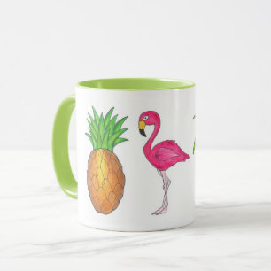 Île tropicale Ananas Flamant rose Palm Tree Mug