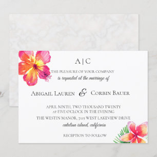 Île tropicale Faire-part de mariage florale