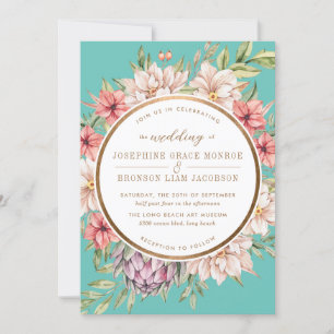 Île tropicale Pastel Floral Faire-part de mariage