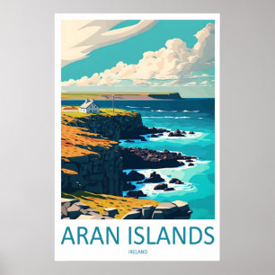 Îles d'Aran Affiche de voyage vintage Ski National