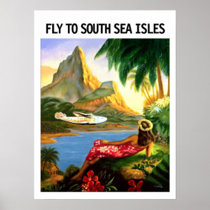 Îles de la mer du sud, affiche vintage de compagni