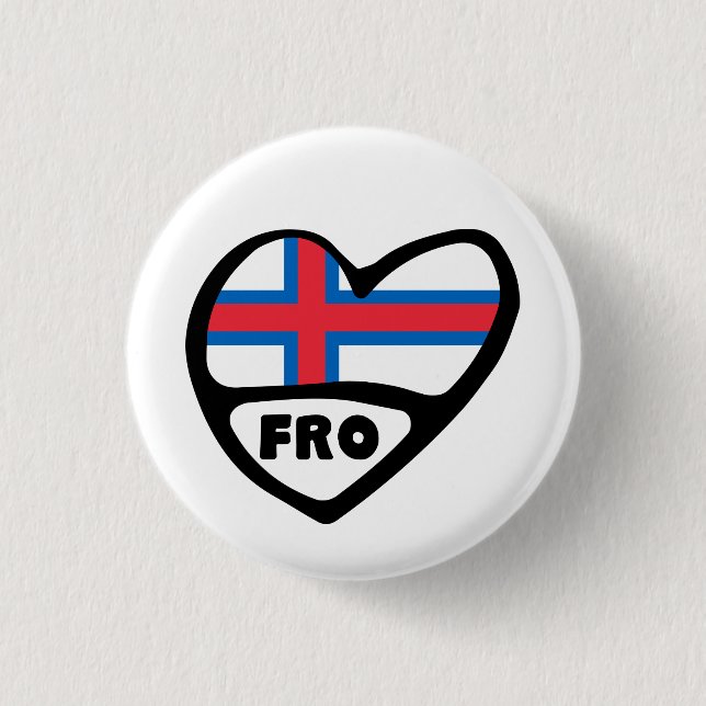 Îles Féroé Code de pays Drapeau Cardiaque Badge (Devant)