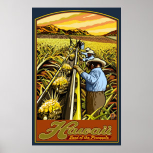 Îles Hawaii - Poster de voyage de la récolte d'ana