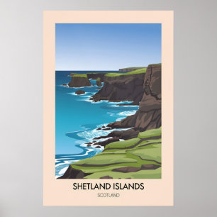 Îles Shetland Écosse Affiche de voyage