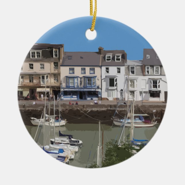 Ilfracombe harbour Devon UK Ceramic Ornament (Front)