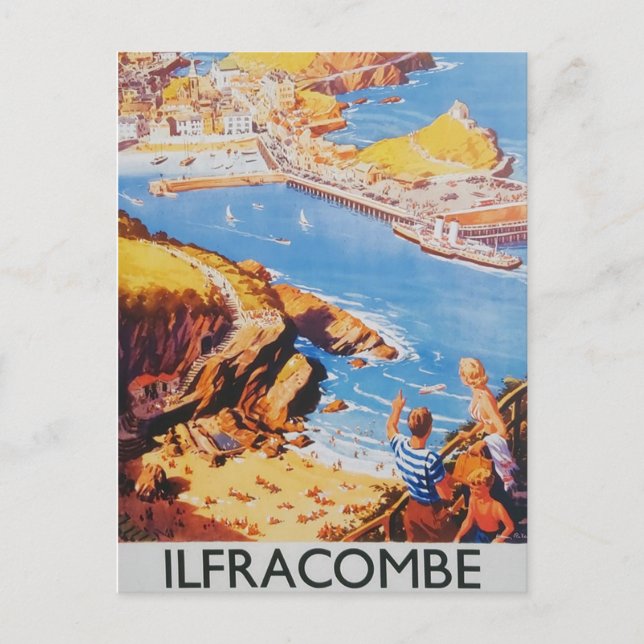 Ilfracombe vintage train poster postcard (Front)