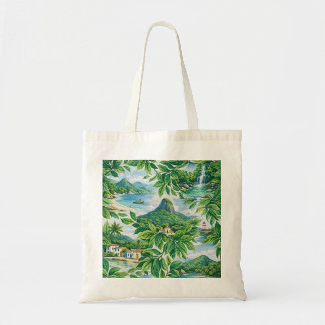 Ilha Grande Brazil Tropical Beach Leaf Pattern Tote Bag (Front)