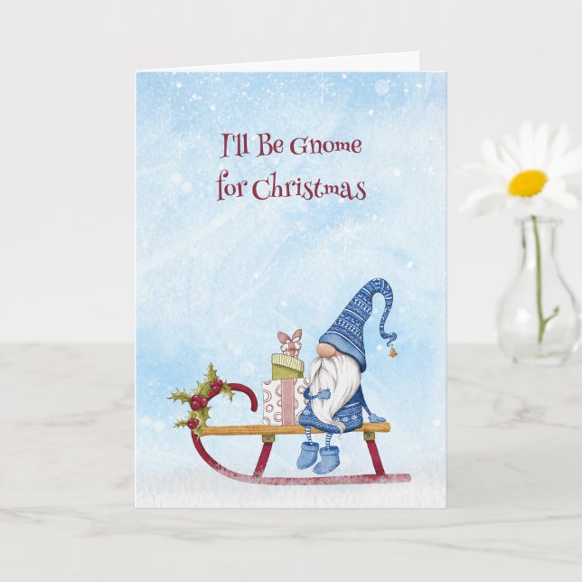 I'll Be Gnome for Christmas Punny Customizable  Card (Small Plant)