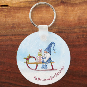 I'll Be Gnome for Christmas Punny Holiday Keychain