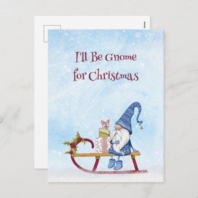 I'll Be Gnome for Christmas Punny Holiday Postcard (Front/Back)