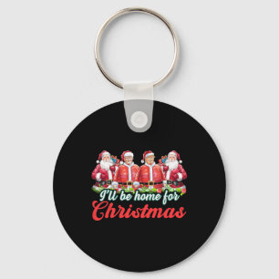 I'll Be Home For Christmas Funny Santa Claus Trump Keychain