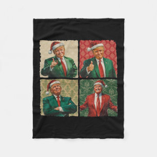 I'll Be Home For Christmas Funny Trump Xmas Santa Fleece Blanket