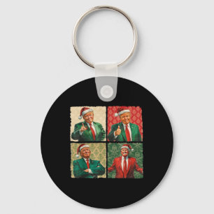 I'll Be Home For Christmas Funny Trump Xmas Santa Keychain