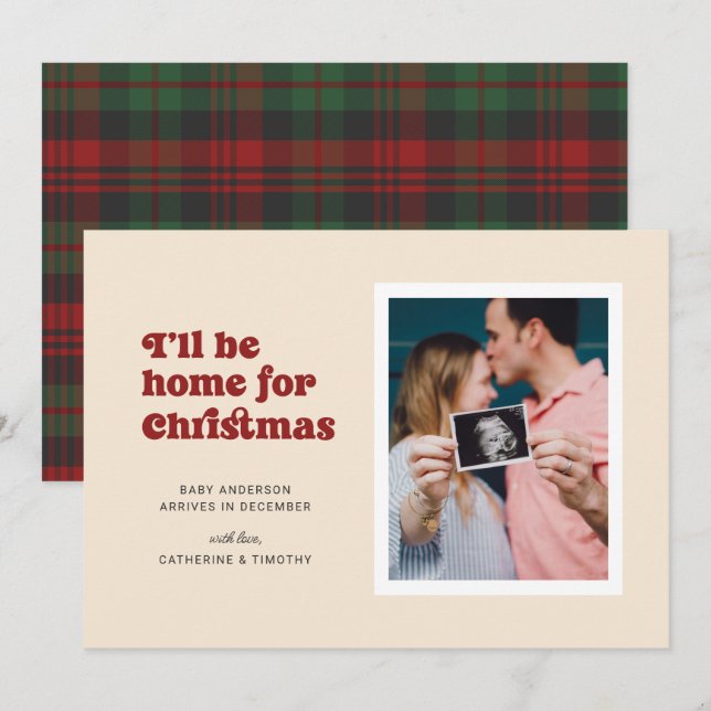 I'll Be Home for Christmas Pregnancy  Announcement (Front/Back)