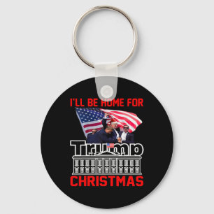 I'll Be Home For Christmas Santa Funny Trump Xmas Keychain