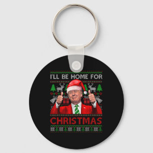 I'll Be Home For Christmas Santa Trump Xmas Pajama Keychain