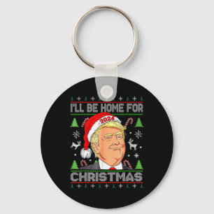 I'll Be Home For Christmas Santa Trump Xmas Pajama Keychain