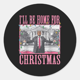I'll Be Home For Christmas Santa Xmas Classic Round Sticker