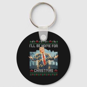 I'll Be Home For Christmas Ugly Sweaters Santa Tru Keychain