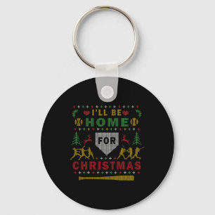 I'll Be Home Softll Ugly Christmas Sweater Party S Keychain