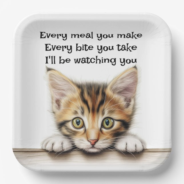 I'll be Watching You Kitty Paper Plate (Front)
